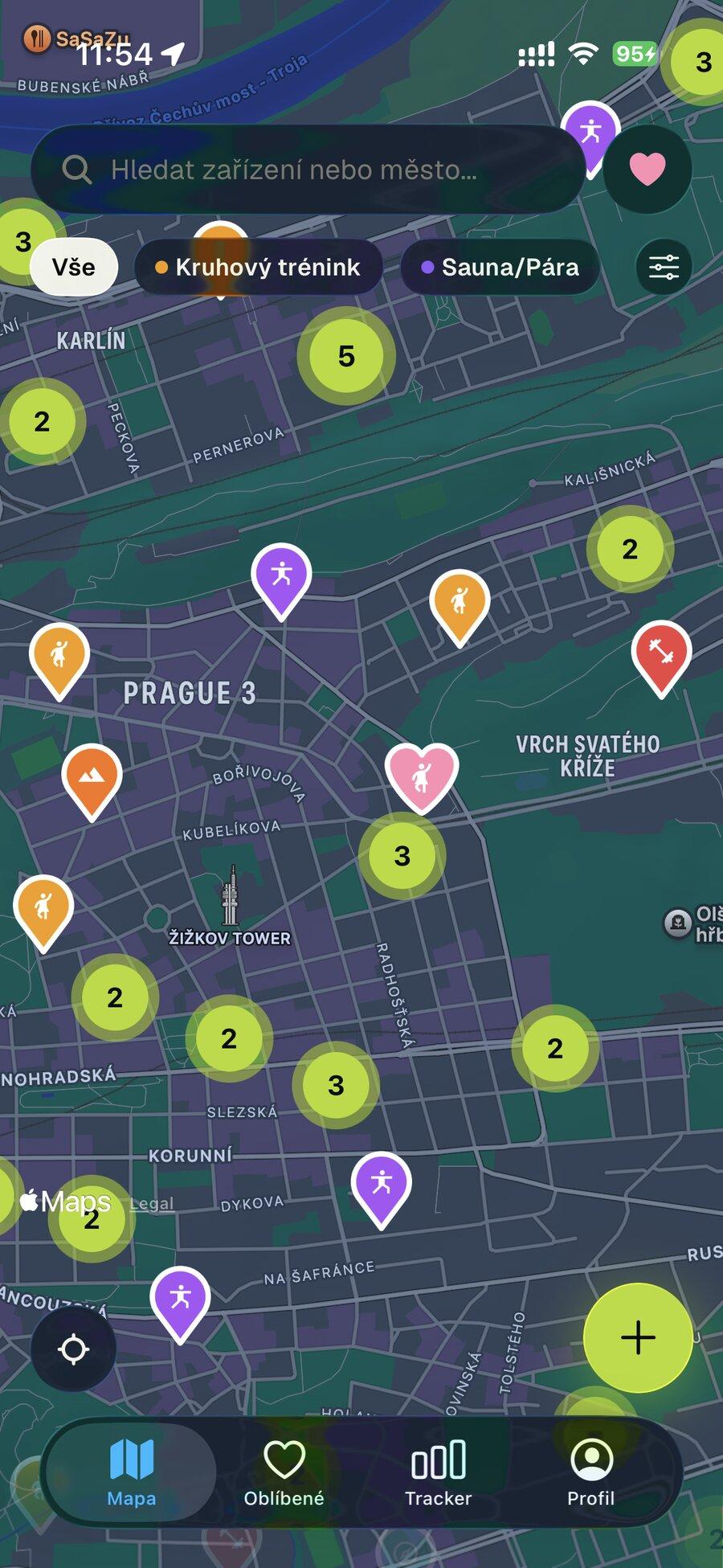 Mapa sportovišť